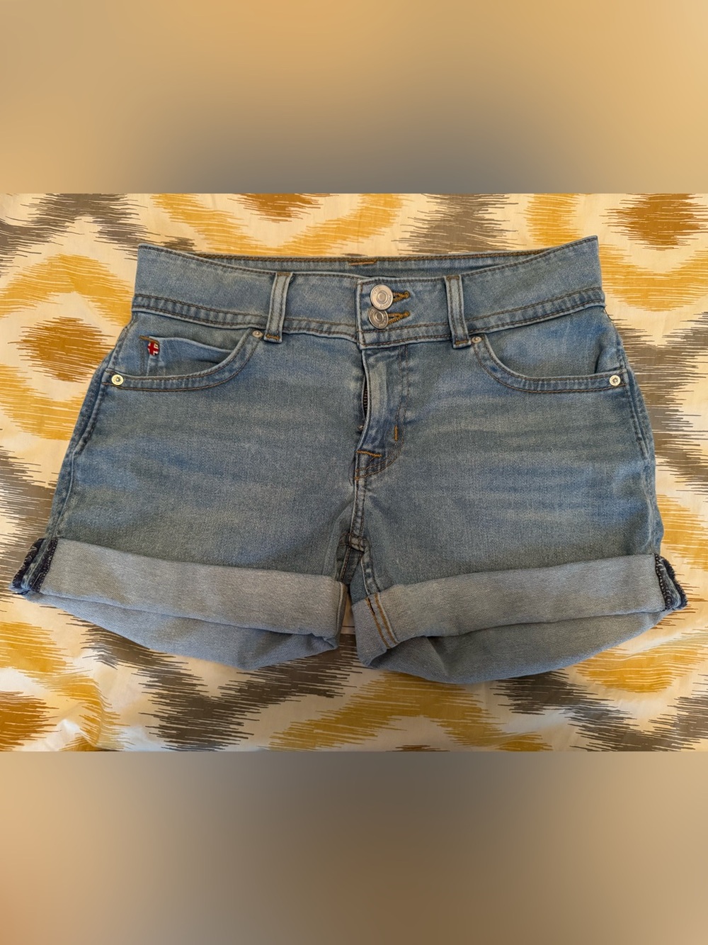 Hudson Ruby Light Wash Denim Rolled Hem Shorts